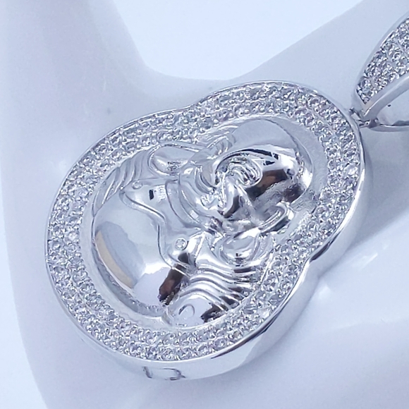 Icy Buddha Pendant + 18" Rope Chain - Picture 4 of 7